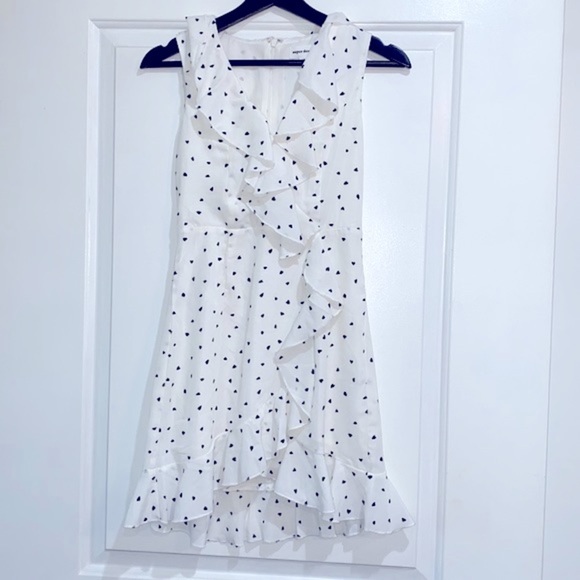 Superdown white & black heart print ruffle dress size xxsmall - Picture 3 of 10